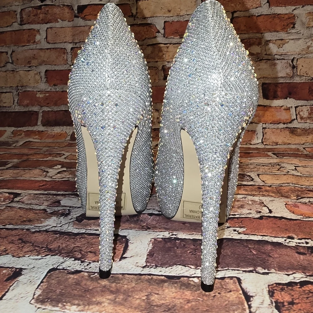 Sparkling Silver High Heels Size 7.5 NWOT